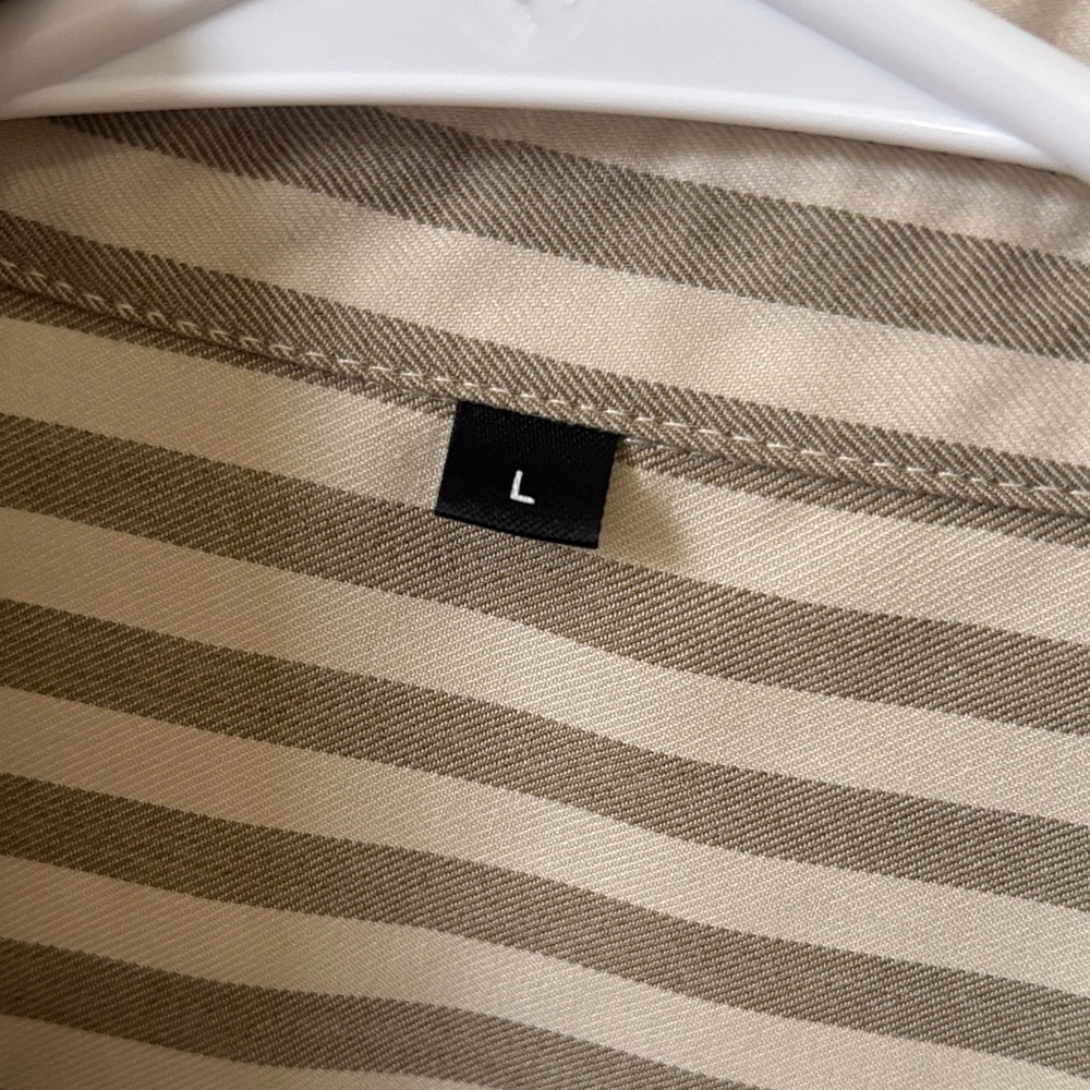 Source Unknown Taupe and Cream Striped Long-Sleeve Button-Down Shirt - Picture 3 of 4